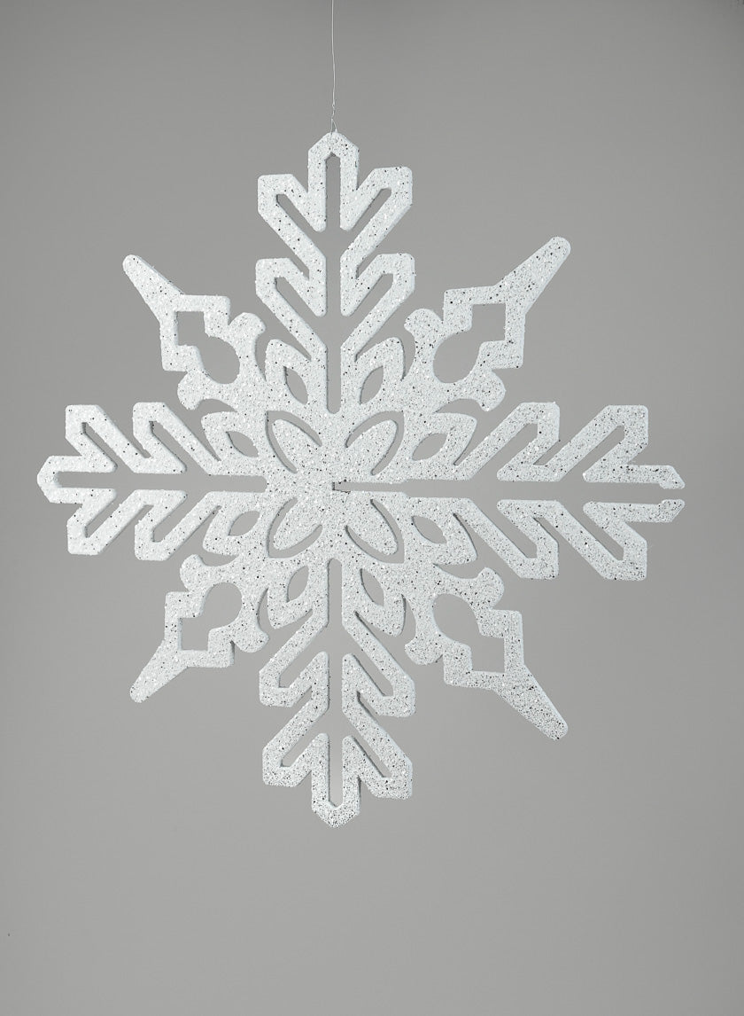 14in Wide 3D Snowflake Iridescent White Decor Jamaligarden