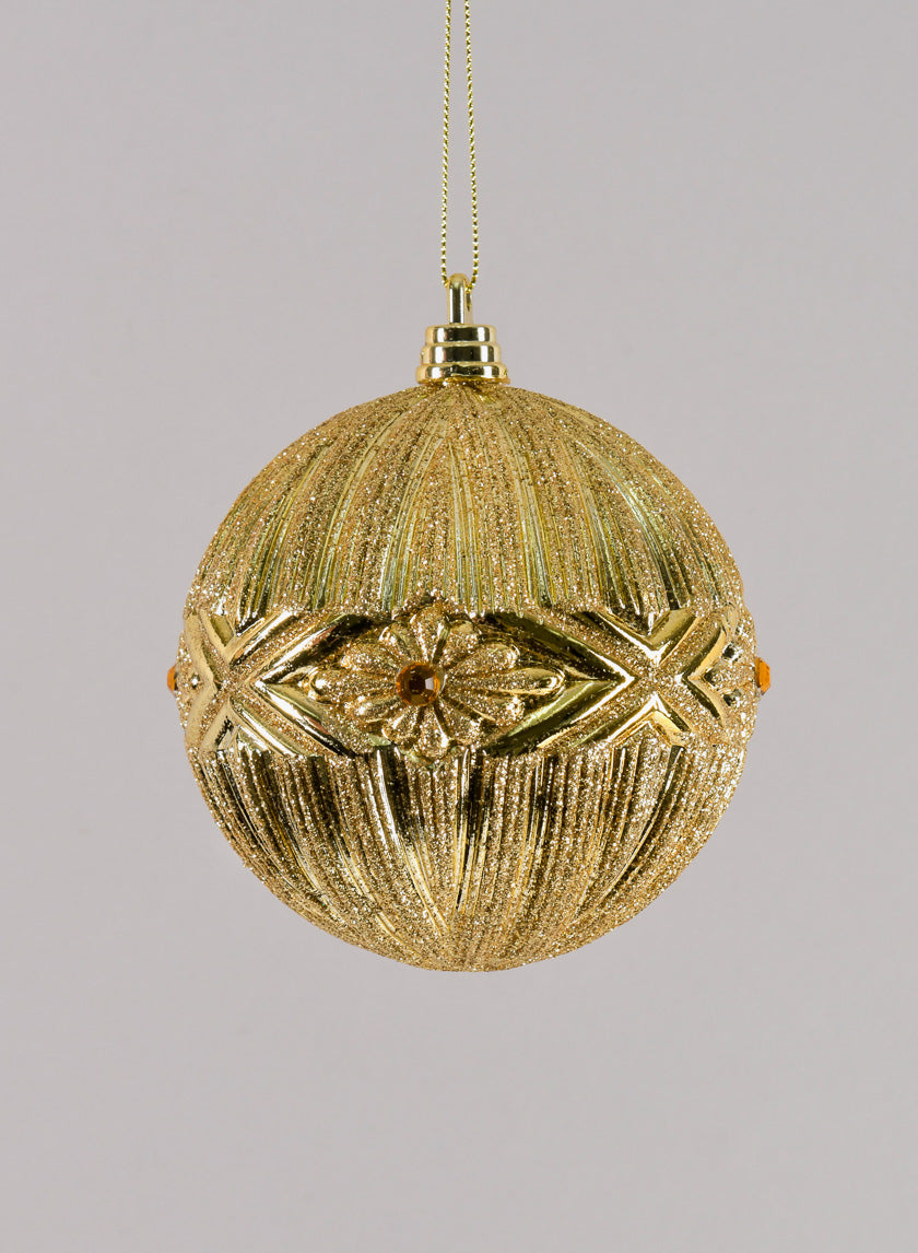 4in Round Jeweled Gold Ornament Decor Jamaligarden