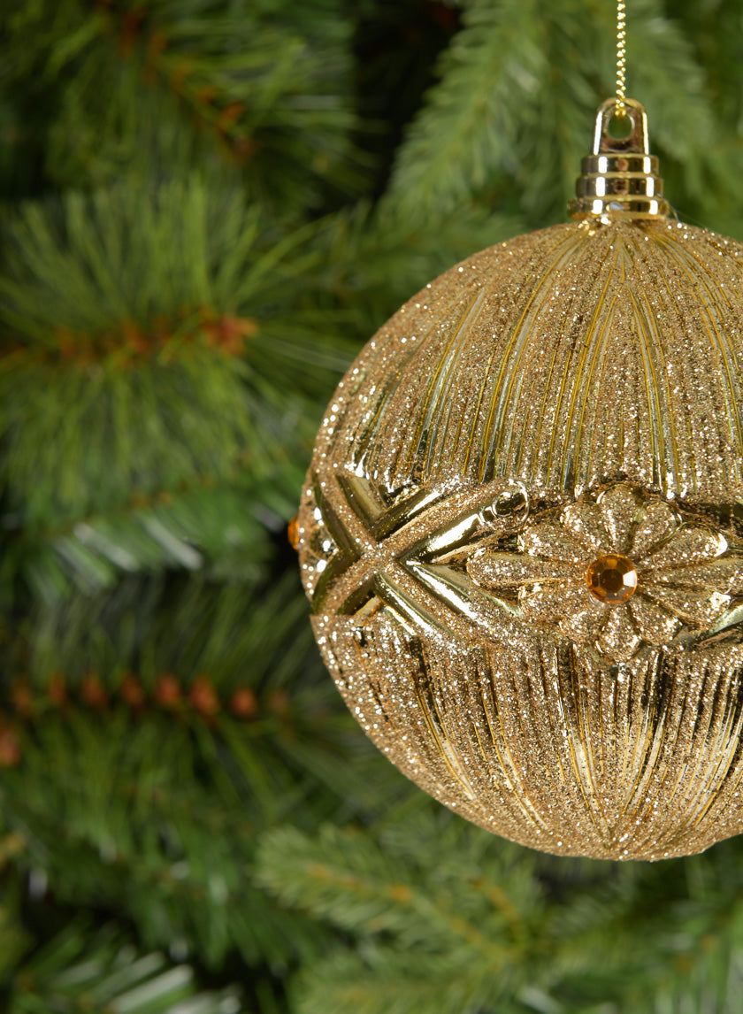 4in Round Jeweled Gold Ornament Decor Jamaligarden