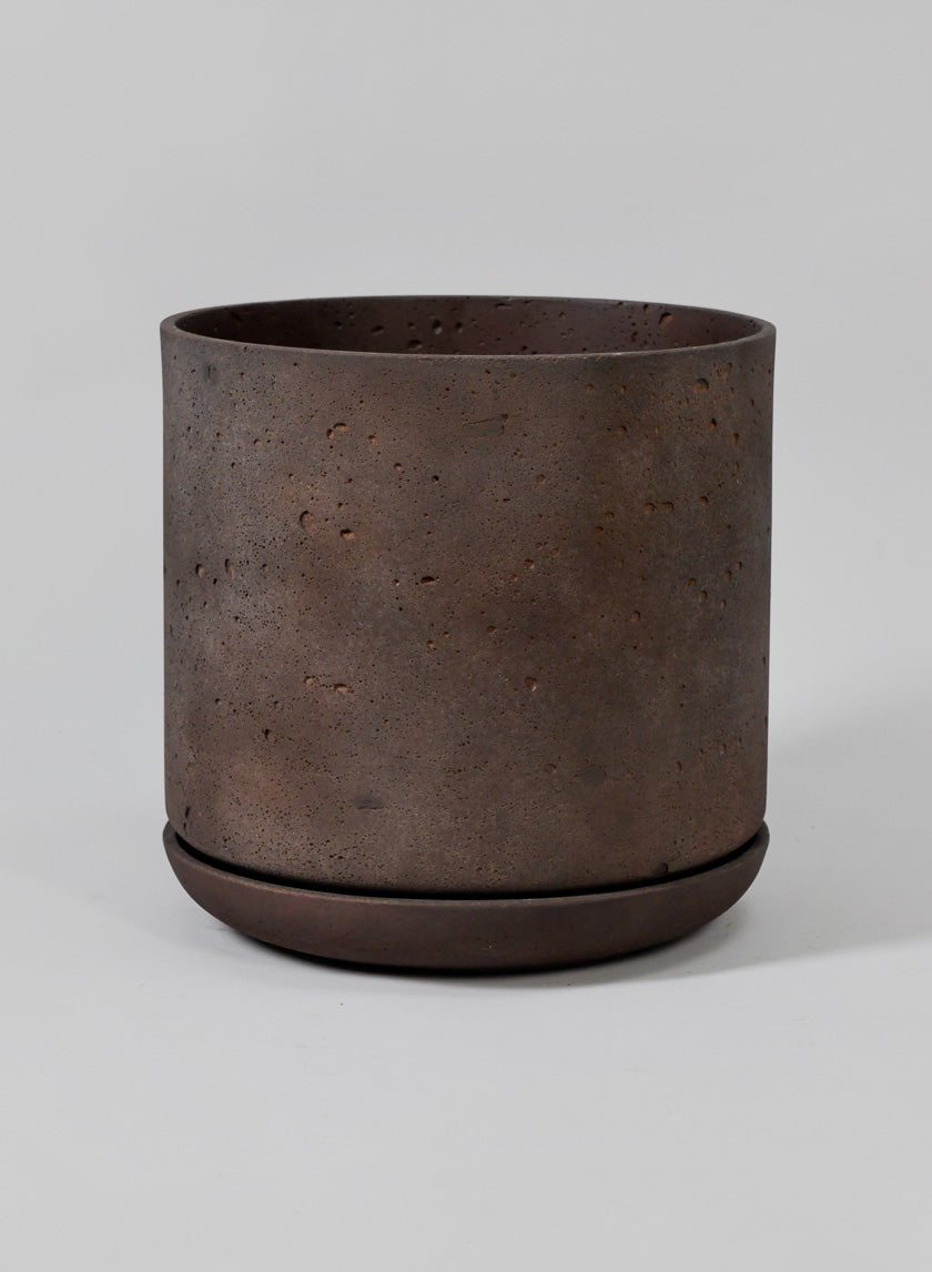 Zephyr Antique Brown Pot With Saucer Decor Jamaligarden