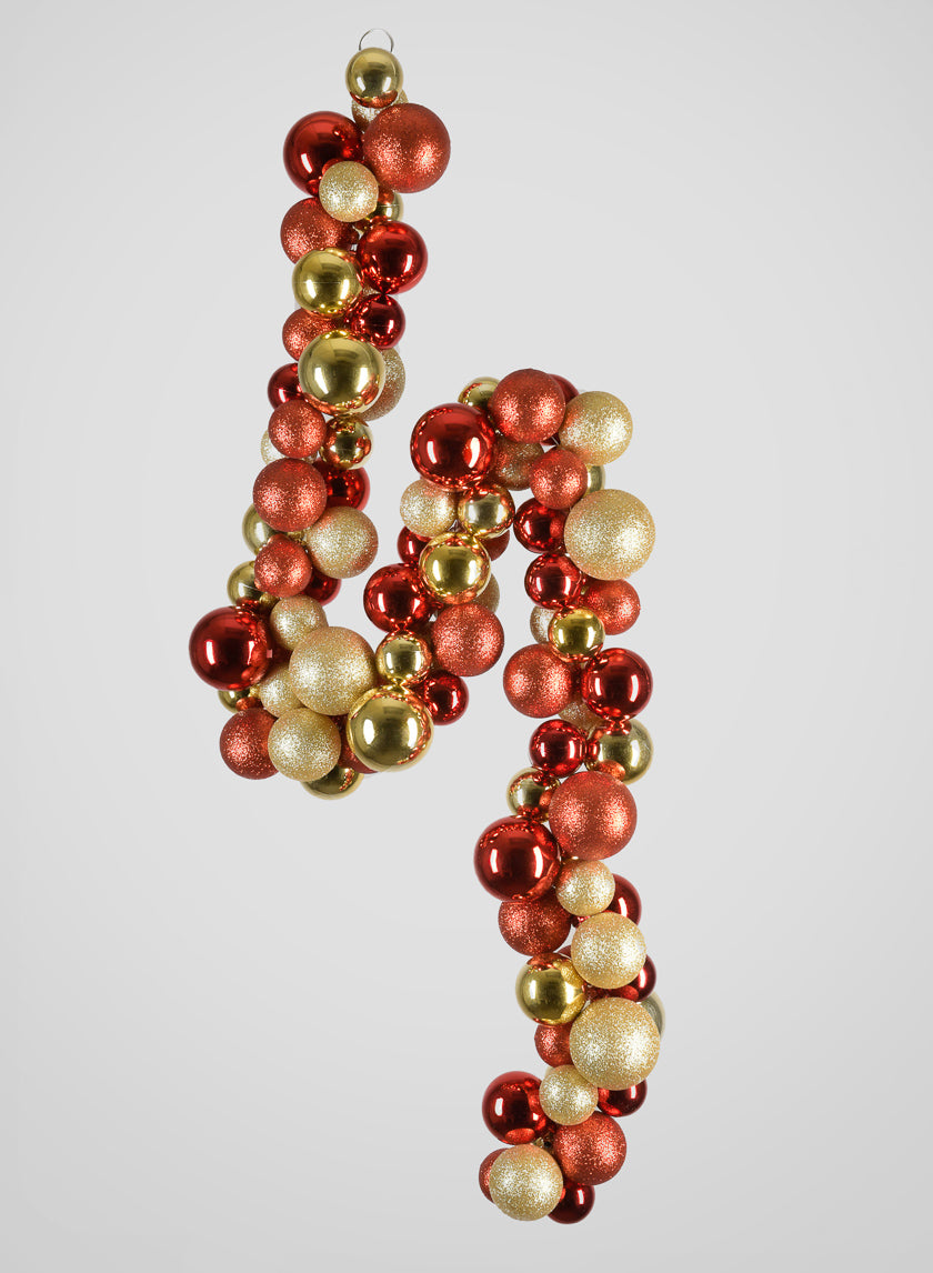 55in Long Red Gold Festive Ball Garland Decor Jamaligarden