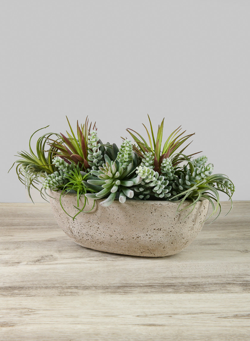 Yerevan Natural Cement Stone Oval Planters Decor Jamaligarden Beige 12in EACH
