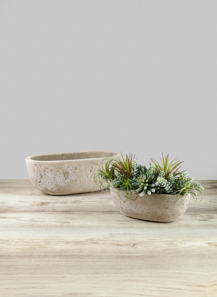 Yerevan Natural Cement Stone Oval Planters Decor Jamaligarden