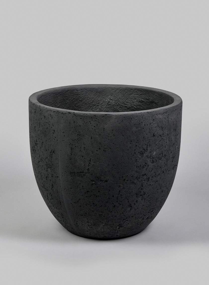 Yerevan Black Cement Stone Egg Pot Decor Jamaligarden Black 16in Tall EACH