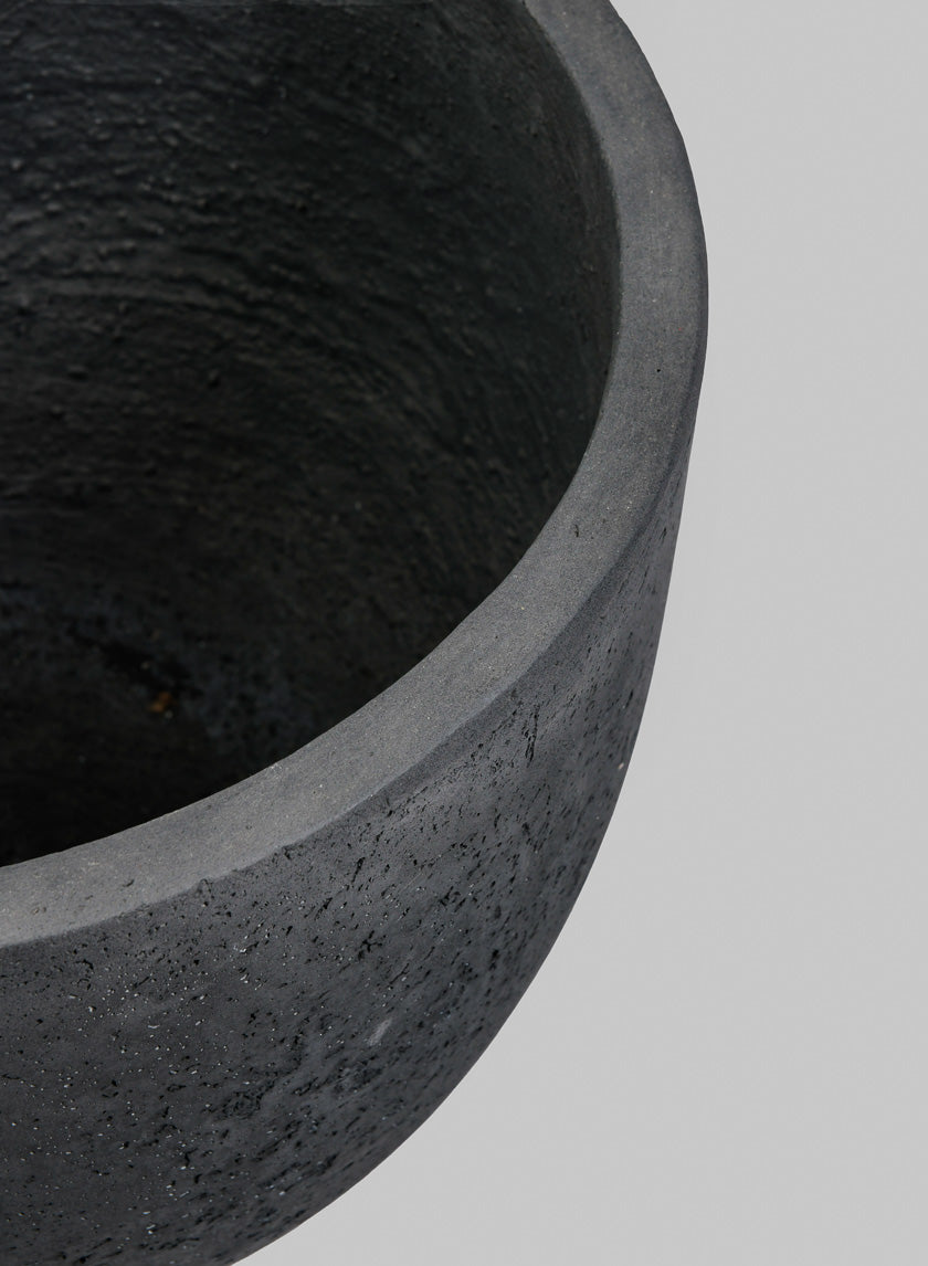 Yerevan Black Cement Stone Egg Pot Decor Jamaligarden