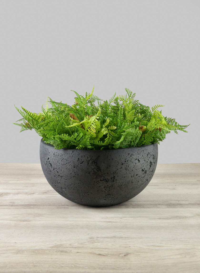 Yerevan Black Cement Stone Bowl Planter Decor Jamaligarden Black 12.5in Wide EACH