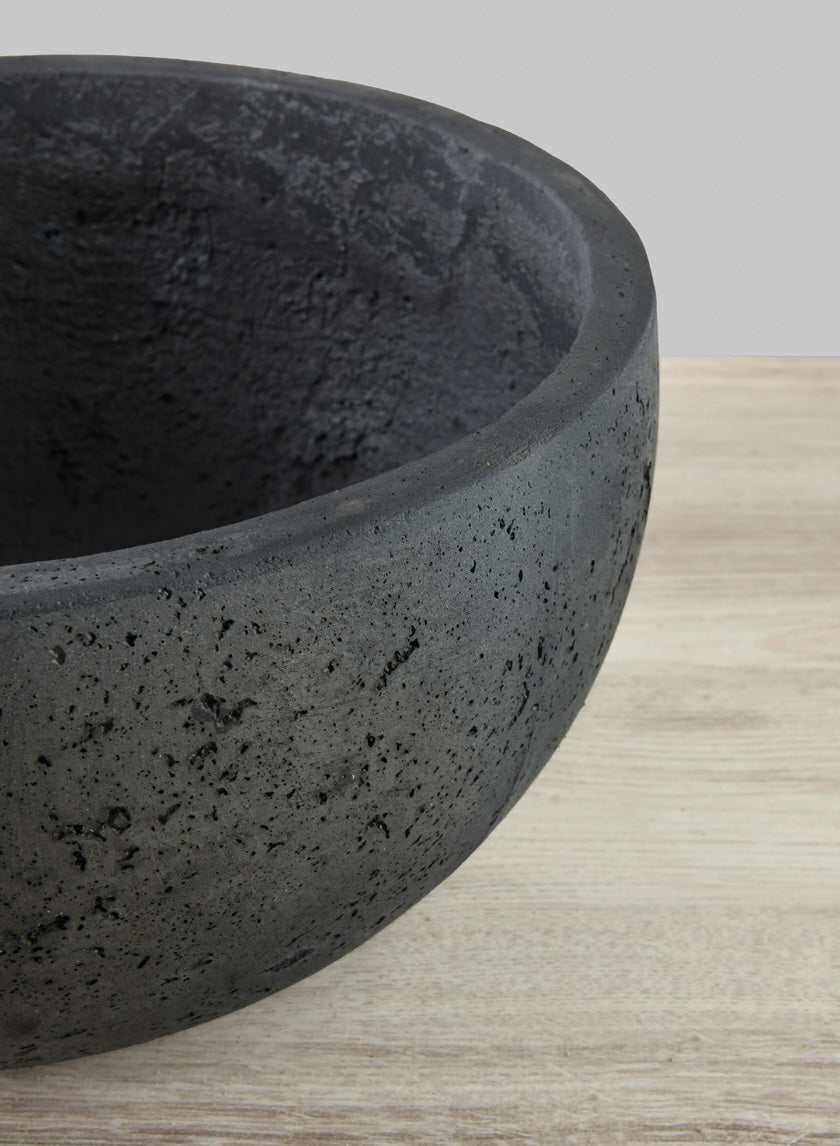 Yerevan Black Cement Stone Bowl Planter Decor Jamaligarden