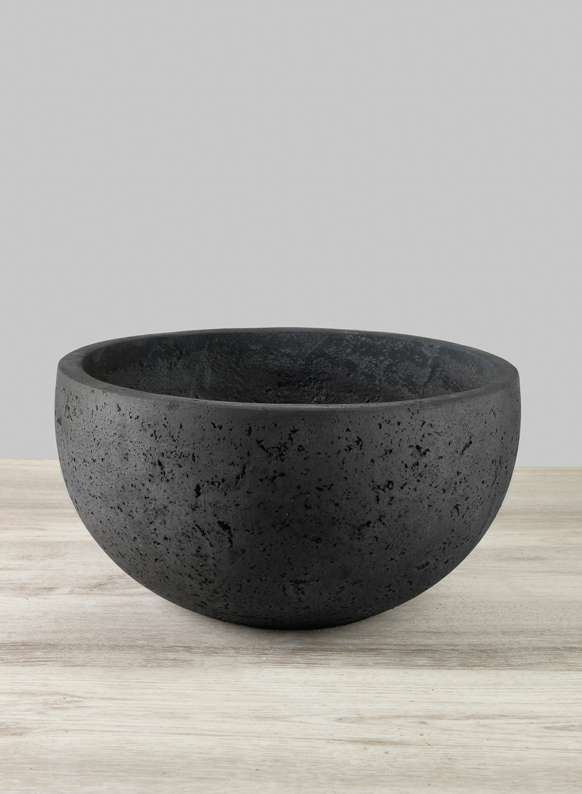 Yerevan Black Cement Stone Bowl Planter Decor Jamaligarden