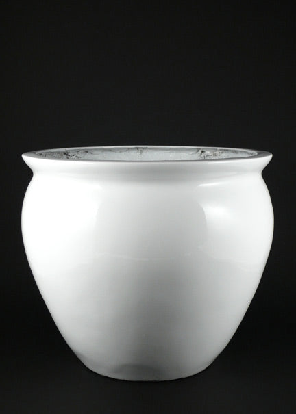 Gloss White Fishbowl Pot Decor Jamaligarden