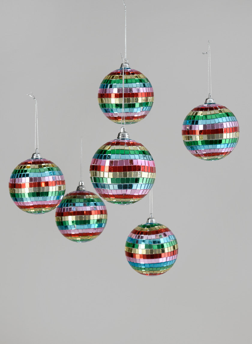 3in Round Multicolor Disco Ball Ornament Decor Jamaligarden
