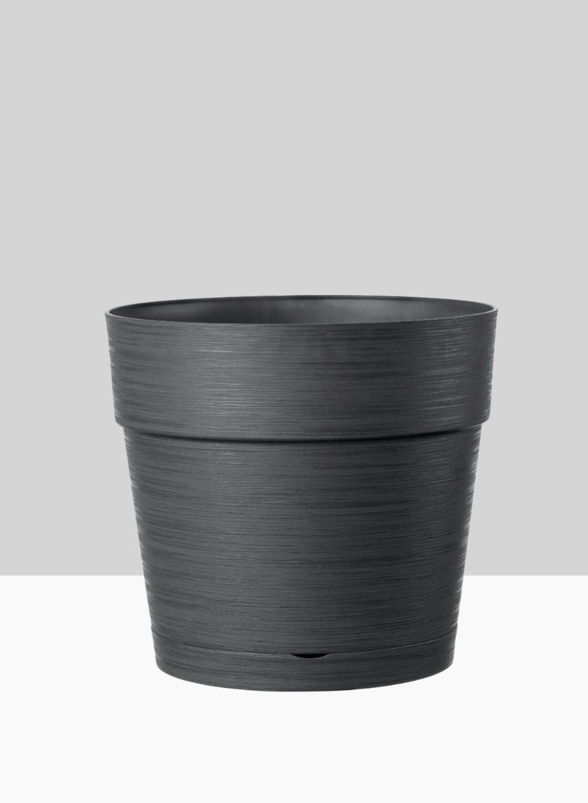 Loft Black Round Pot With Saucer Decor Jamaligarden