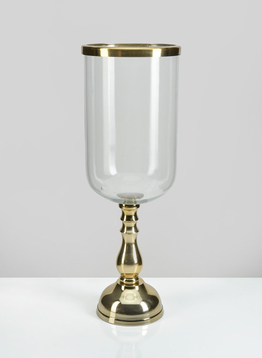 14.5in Tall Leila Gold Glass Hurricane Decor Jamaligarden