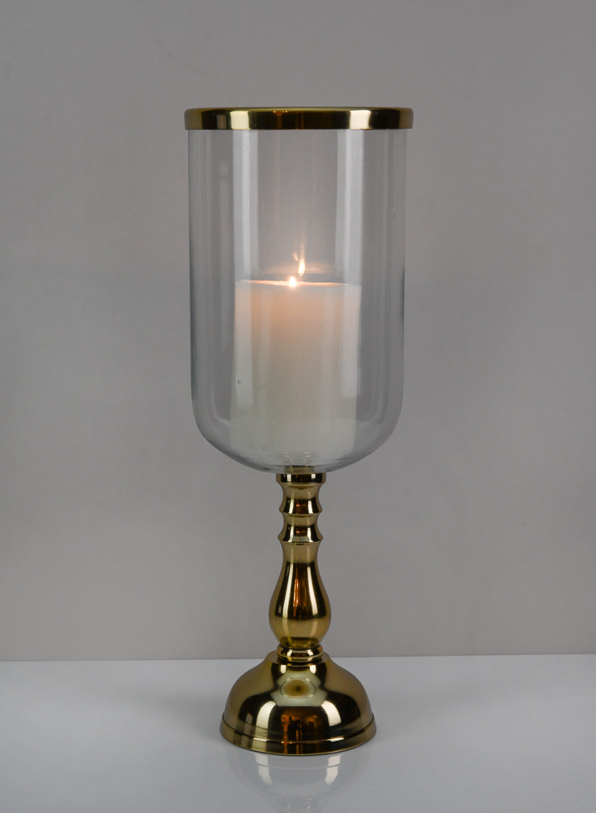 14.5in Tall Leila Gold Glass Hurricane Decor Jamaligarden