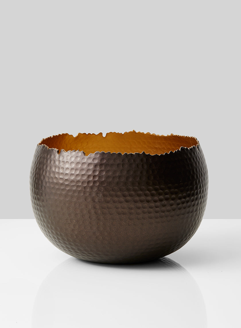 Hammered Brown Iron Egg Bowl Decor Jamaligarden