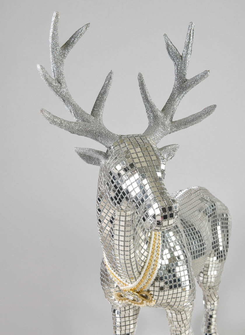 10in Tall Mirror Mosaic Deer Decor Jamaligarden