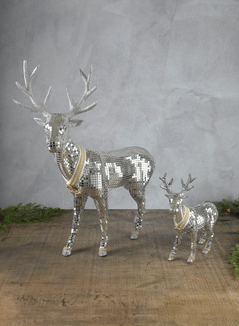 20in Tall Silver Standing Deer Decor Jamaligarden