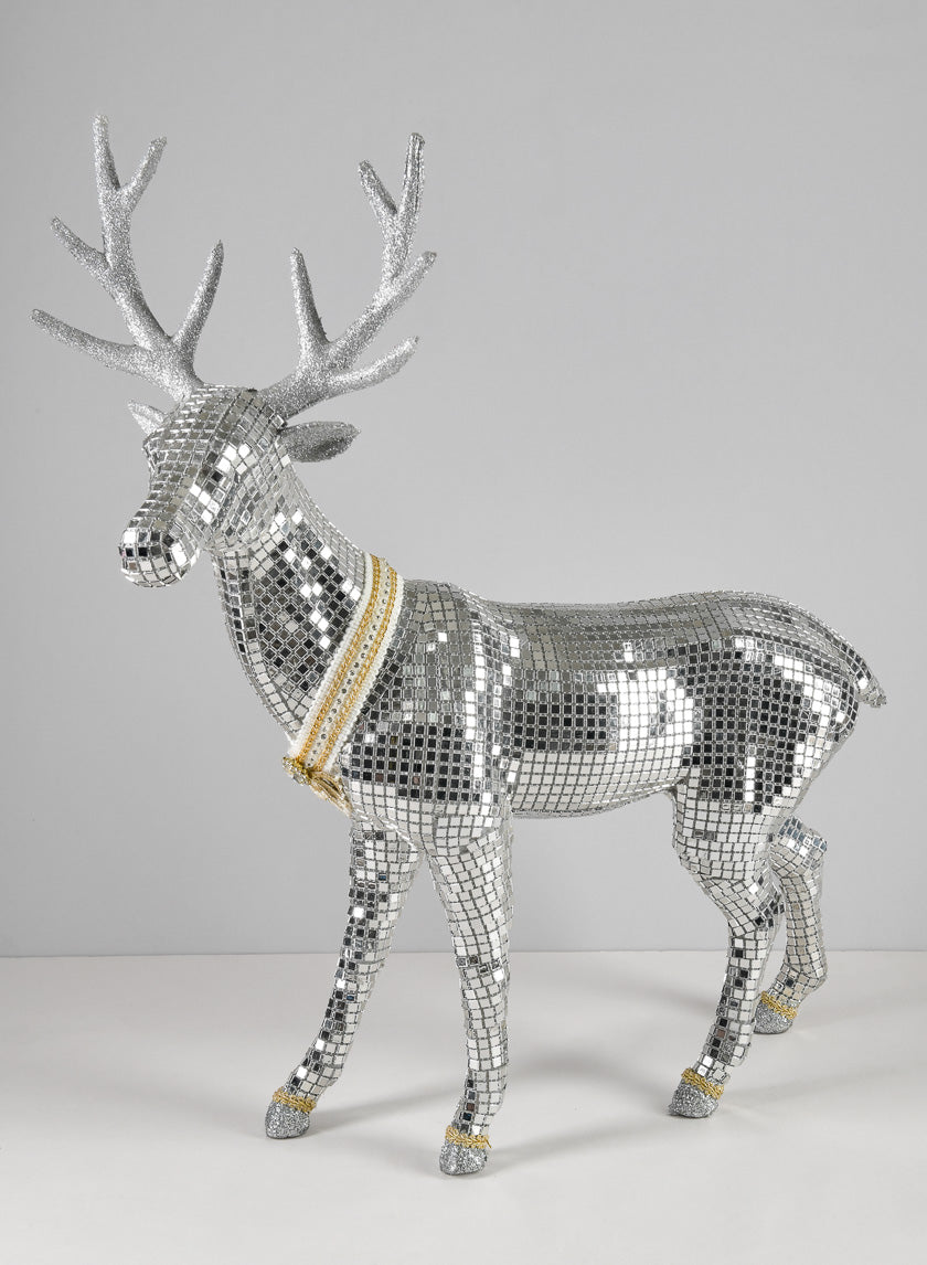 20in Tall Silver Standing Deer Decor Jamaligarden