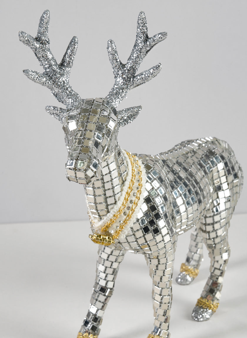 10in Tall Mirror Mosaic Deer Decor Jamaligarden