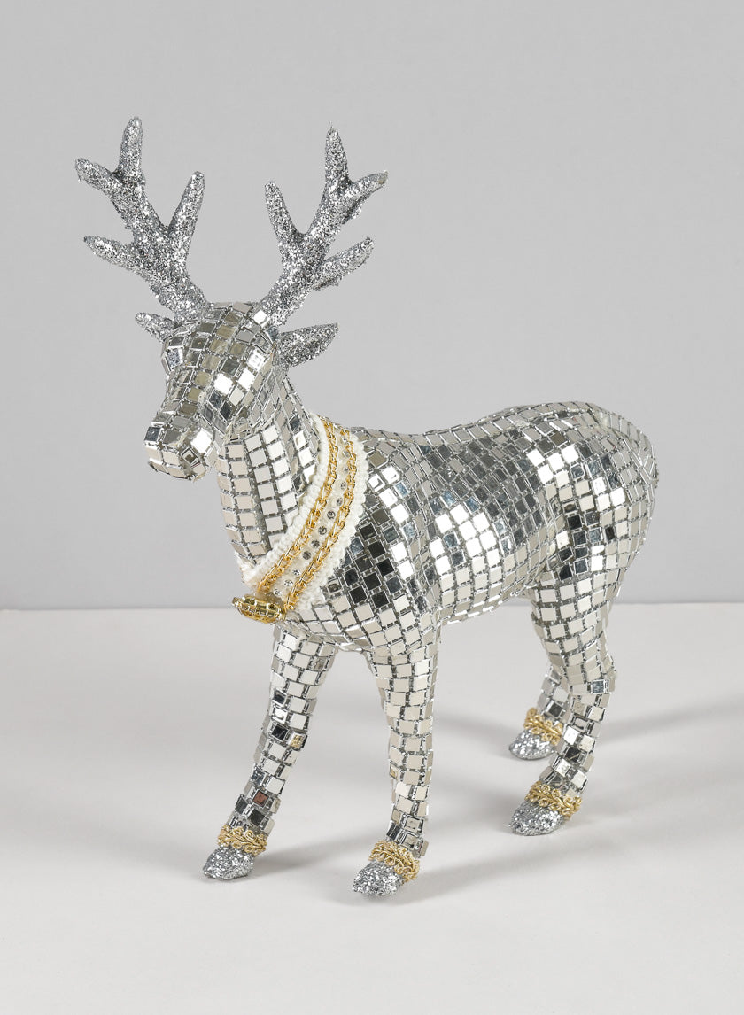 20in Tall Silver Standing Deer Decor Jamaligarden