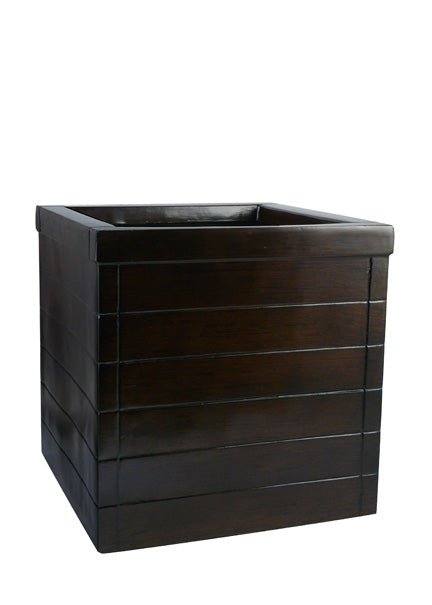 Wood-Finish Fiberglass Square Pots Decor Jamaligarden