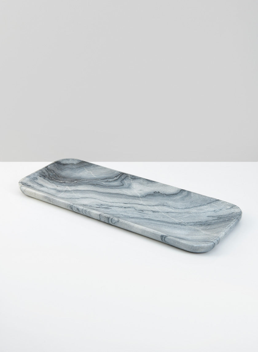 12in Long Lunigiana Gray Beveled Marble Tray Decor Jamaligarden