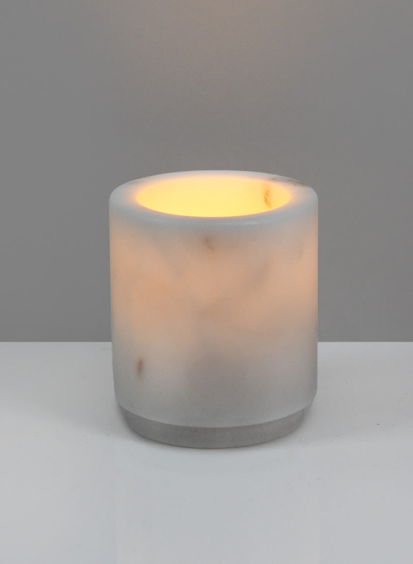 3in Tall Ashgabat White Marble Holder Decor Jamaligarden