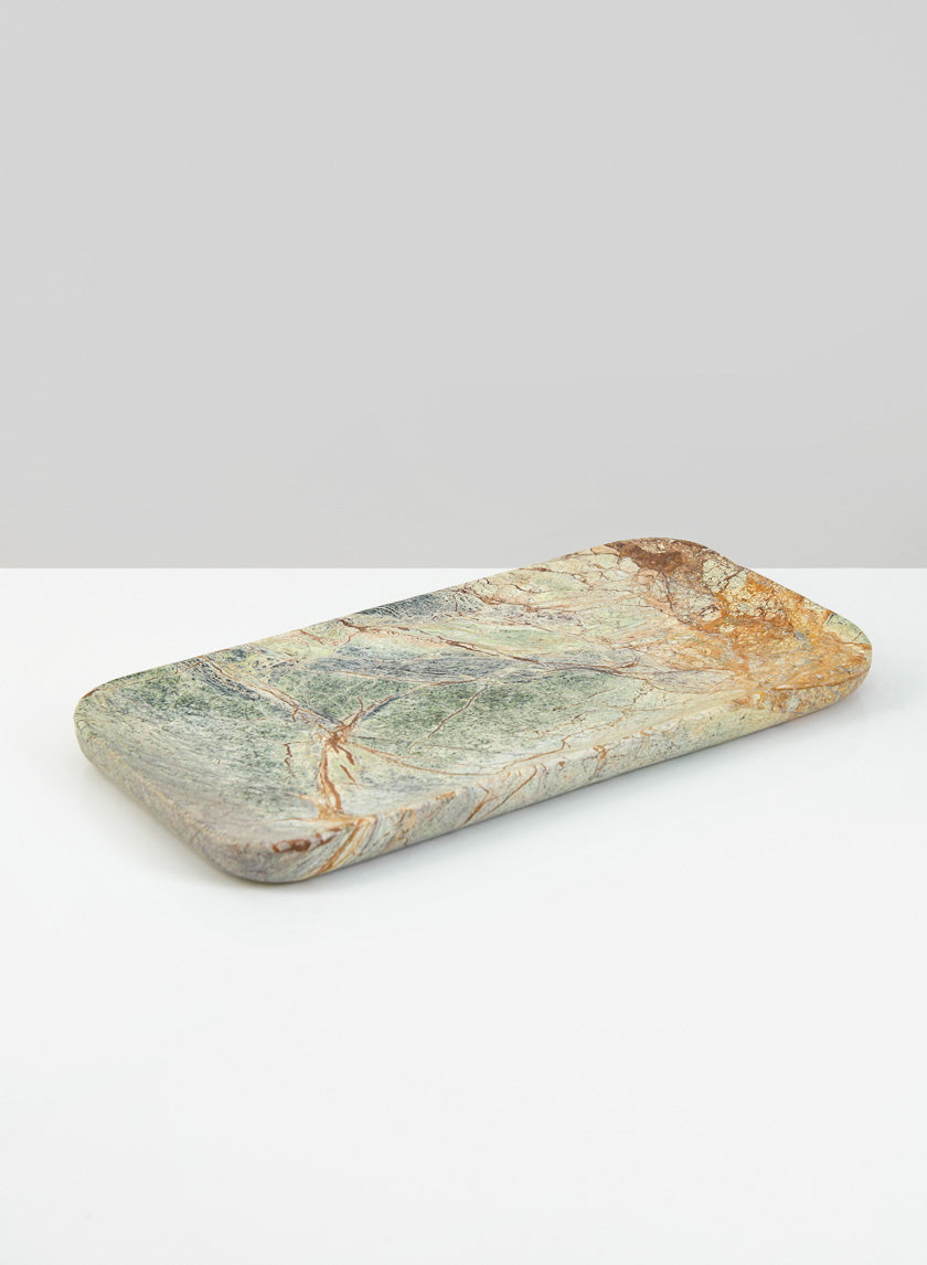 9.5in Long Jaipur Forest Brown Marble Tray Decor Jamaligarden