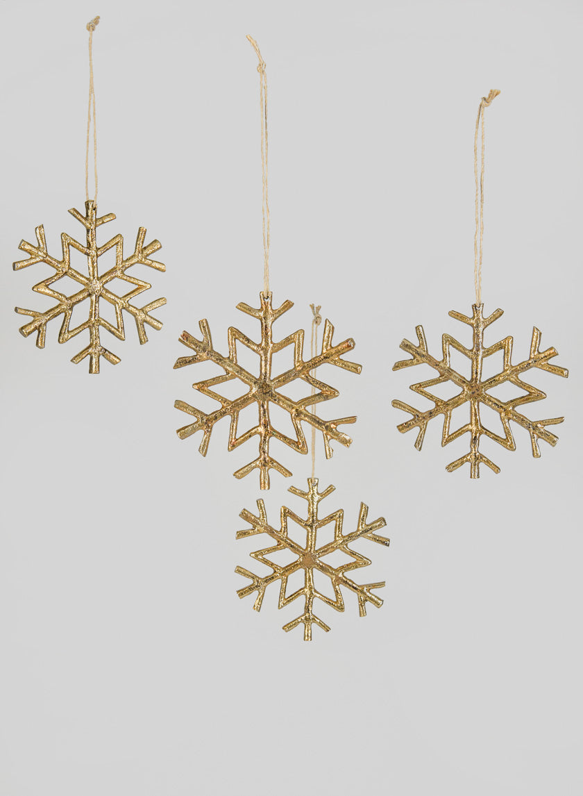 4.5in Wide Gold Metal Snowflake Ornaments Decor Jamaligarden