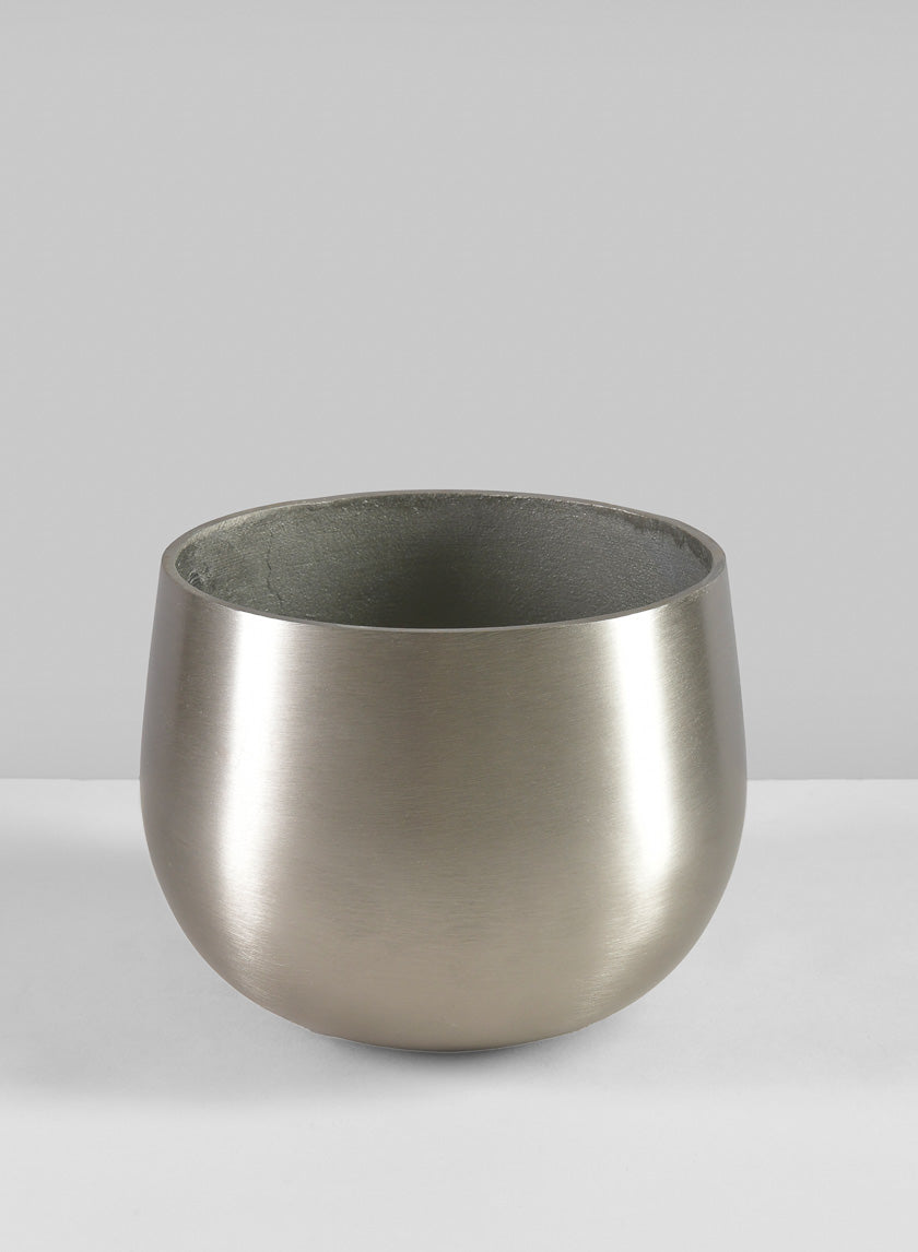 7in Tall Araami Matte Silver Aluminum Bowl Decor Jamaligarden