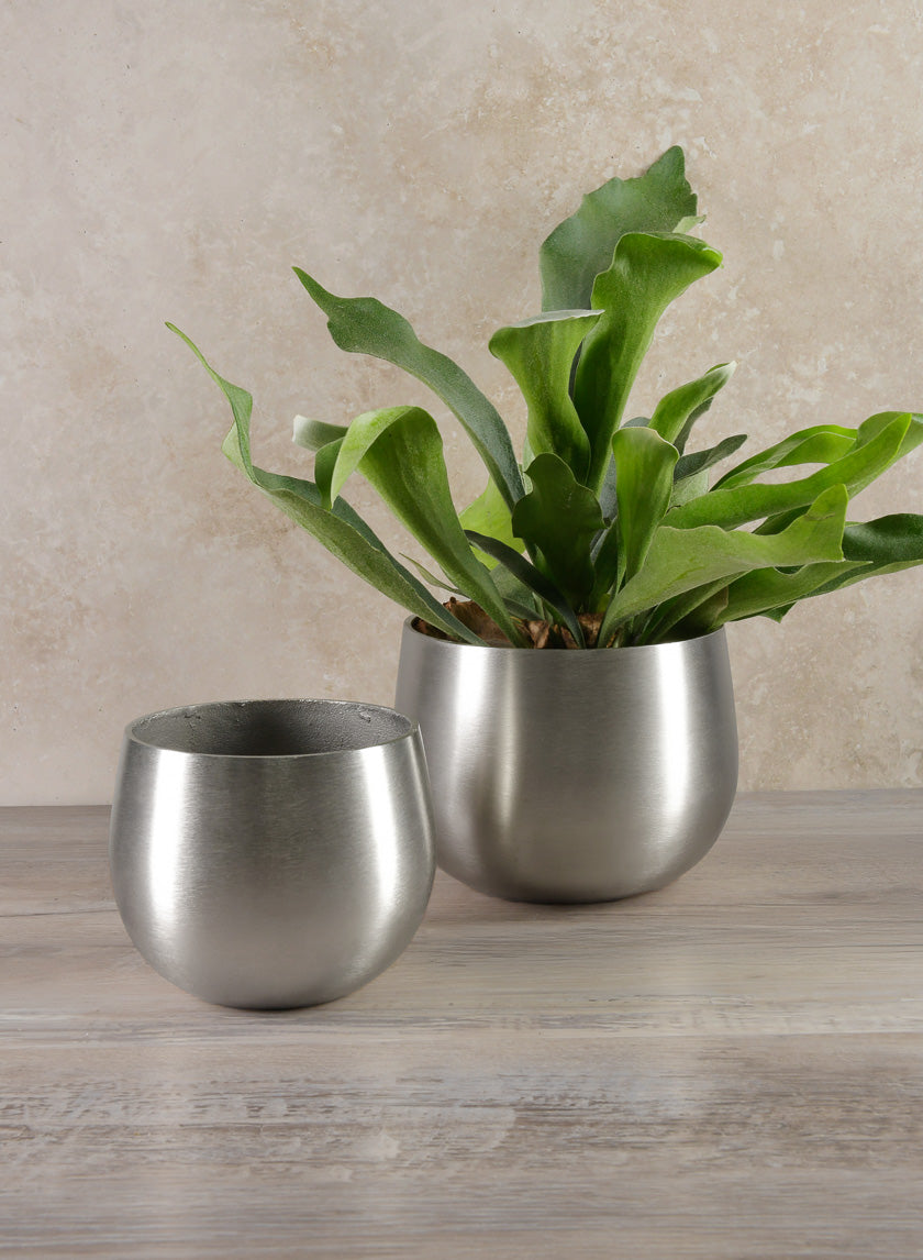 5in Tall Araami Matte Silver Aluminum Bowl Decor Jamaligarden
