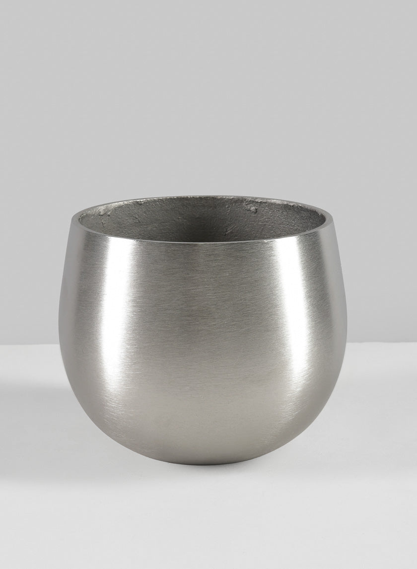 5in Tall Araami Matte Silver Aluminum Bowl Decor Jamaligarden