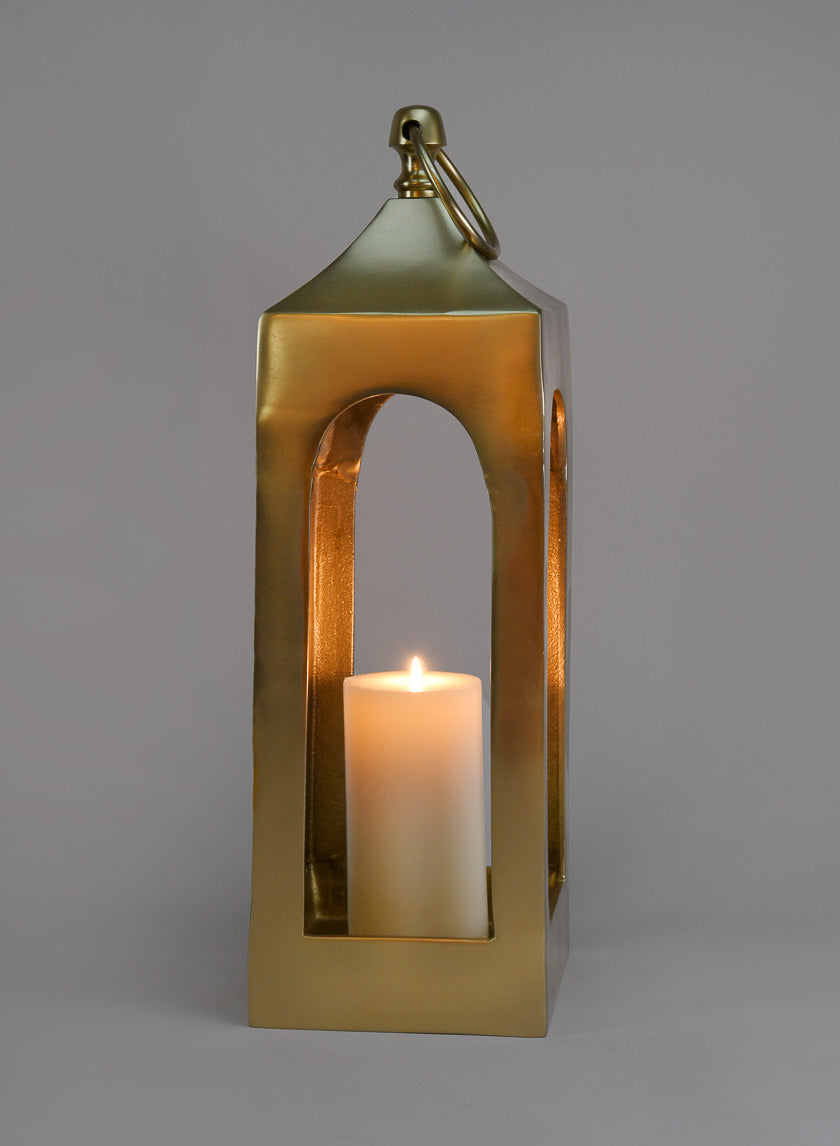18.5in Tall Gold Chateau Lantern Decor Jamaligarden