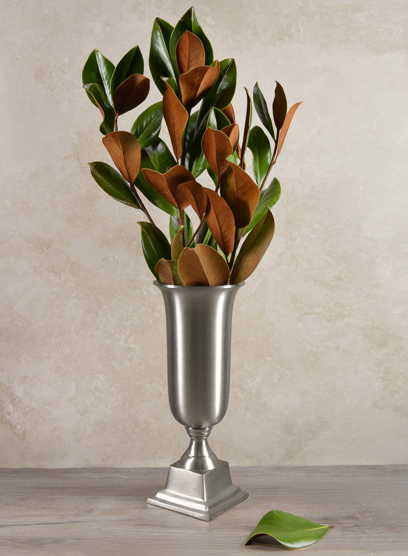 14.5in Tall Araami Matte Silver Aluminum Urn Decor Jamaligarden