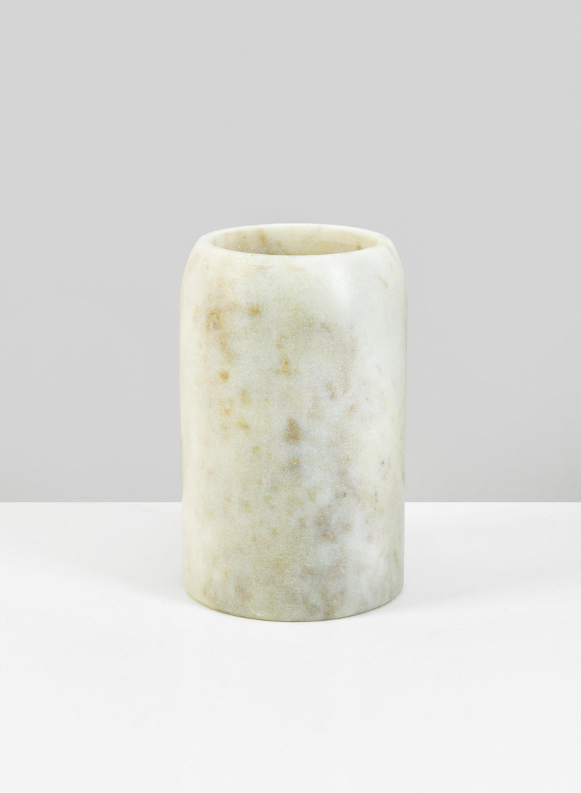 4in Tall Ashgabat Beveled Marble Cylinder Vase Decor Jamaligarden