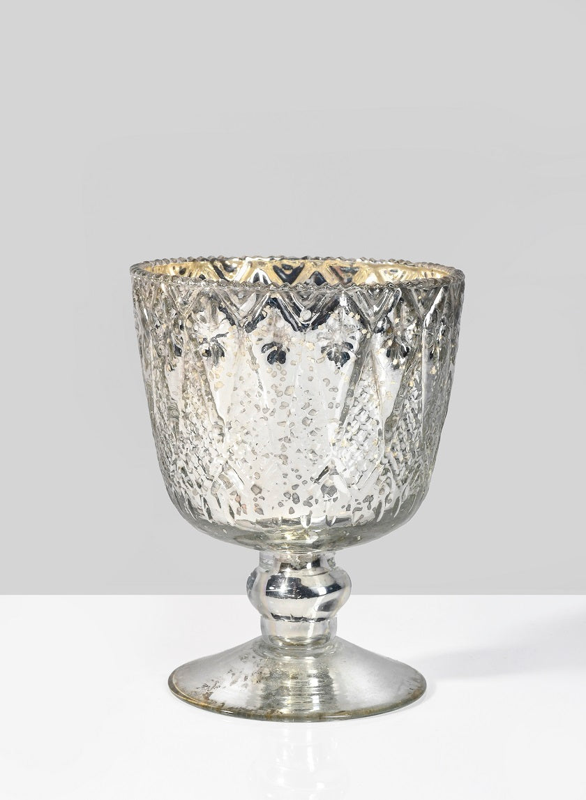 Patterned Silver Mercury Glass Coupes Decor Jamaligarden