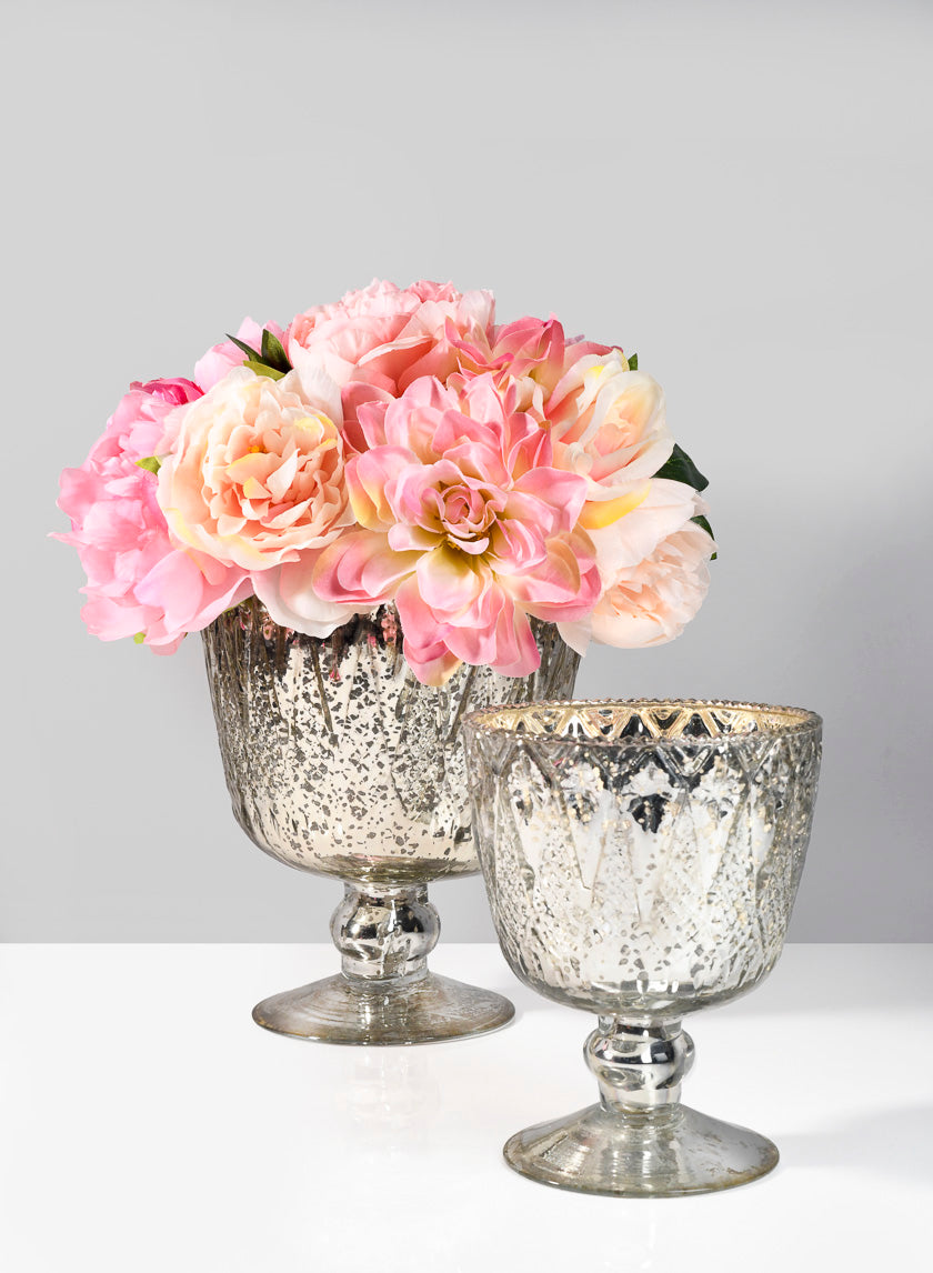 Patterned Silver Mercury Glass Coupes Decor Jamaligarden