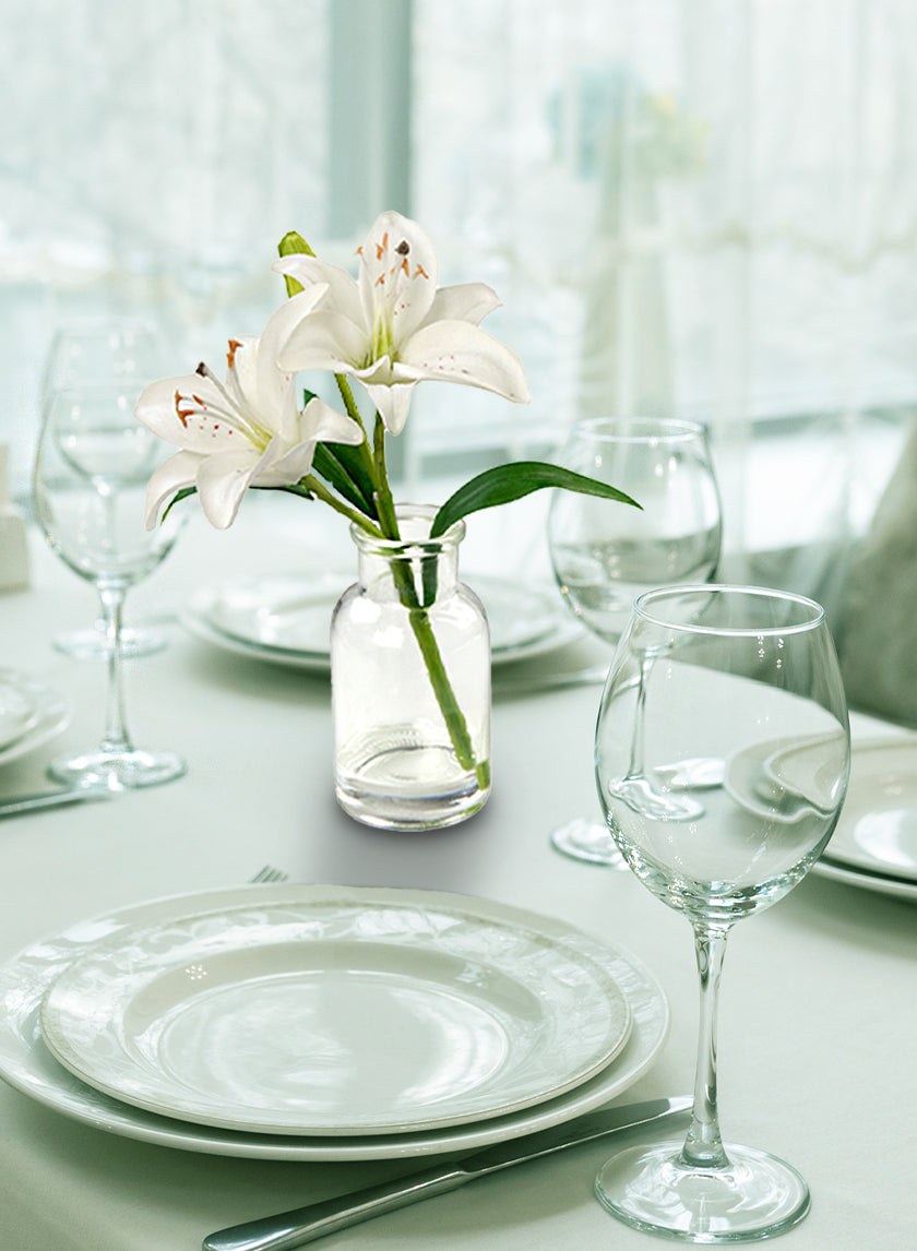 White Lilies in Milk Bottle Vase, Set of 2 Decor Jamaligarden