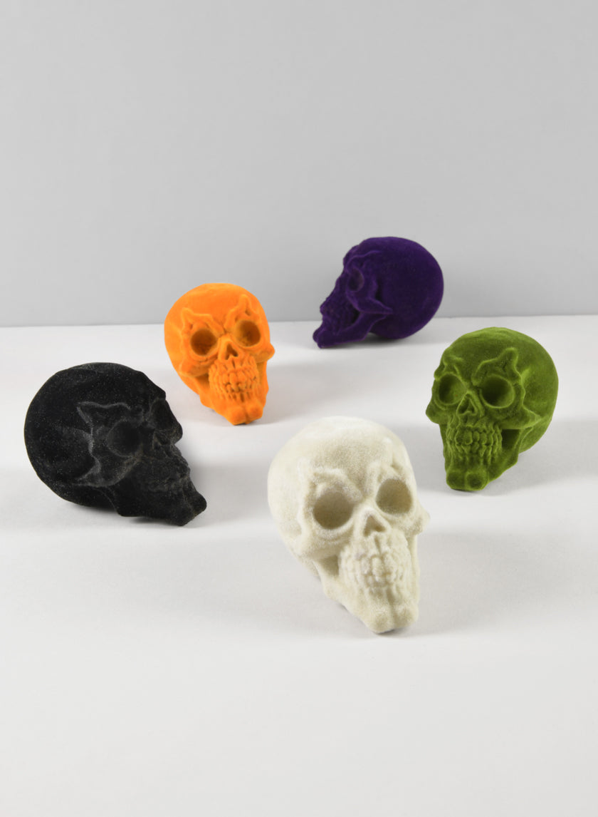 Bag of Flocked Mini Skulls Decor Jamaligarden