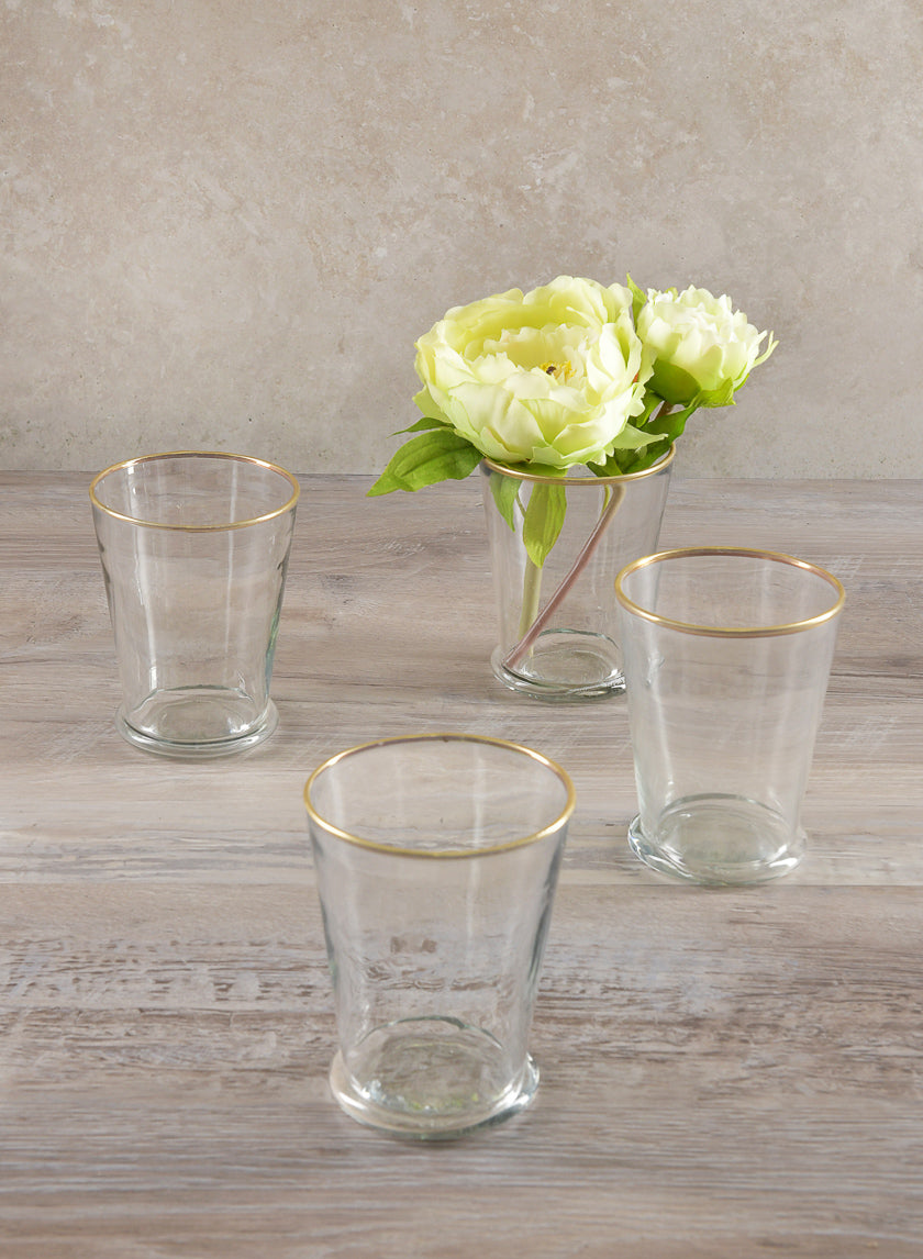 4.5in Tall Gold Rim Glass Julep Cup Vase Decor Jamaligarden