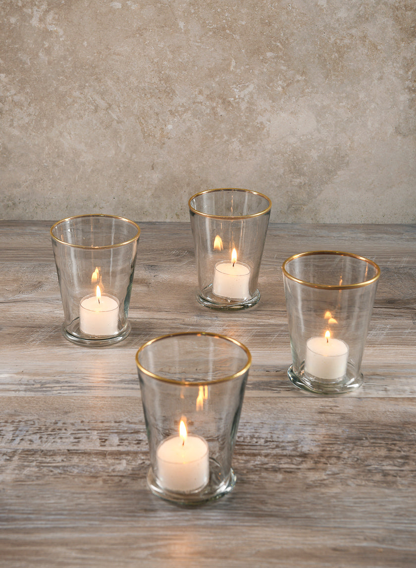 4.5in Tall Gold Rim Glass Julep Cup Vase Decor Jamaligarden