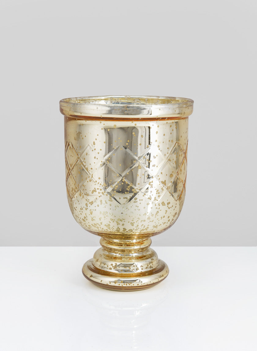 7in Tall Etched Gold Glass Hurricane Decor Jamaligarden