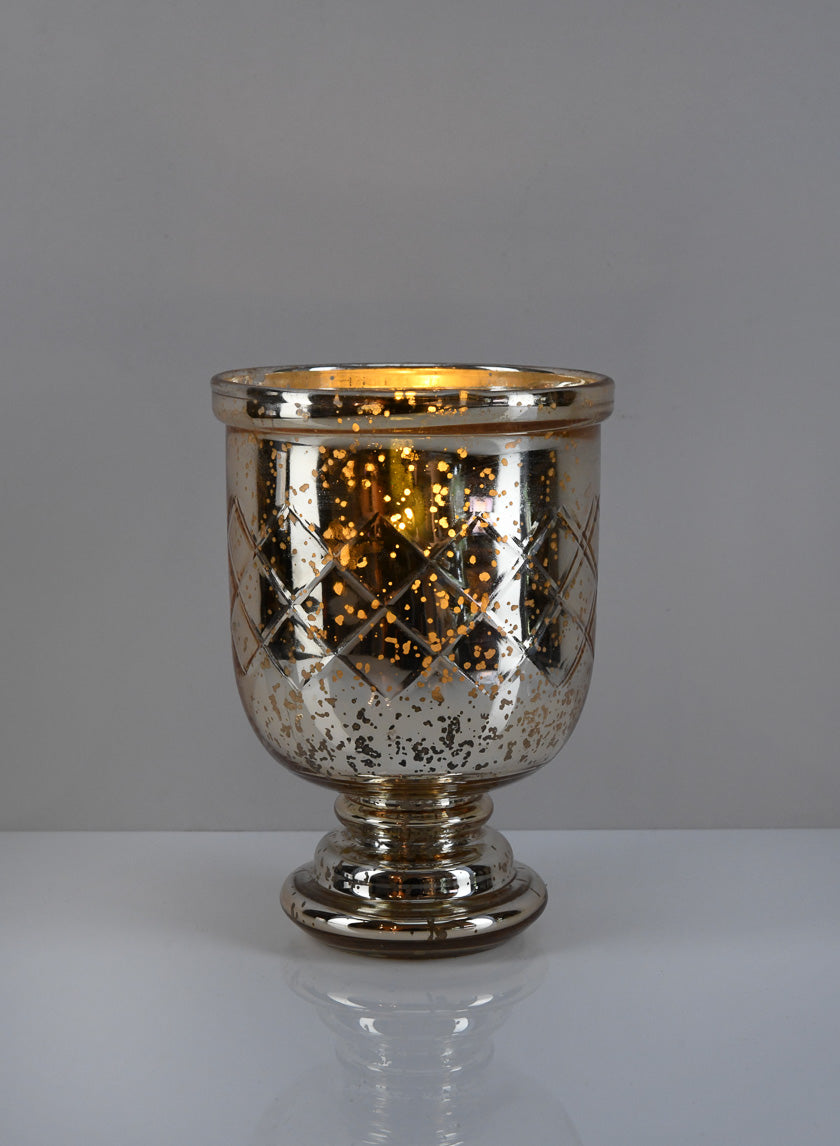 7in Tall Etched Gold Glass Hurricane Decor Jamaligarden