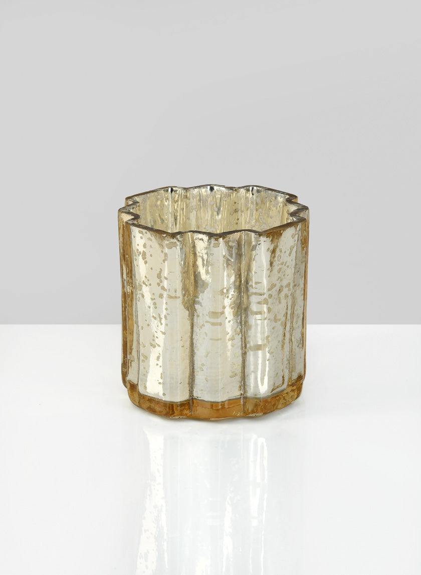 3.5in Tall Dwarika Candleholder, Old Gold Decor Jamaligarden