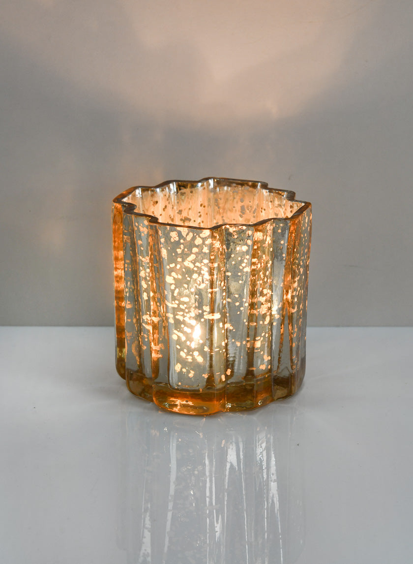 3.5in Tall Dwarika Candleholder, Old Gold Decor Jamaligarden