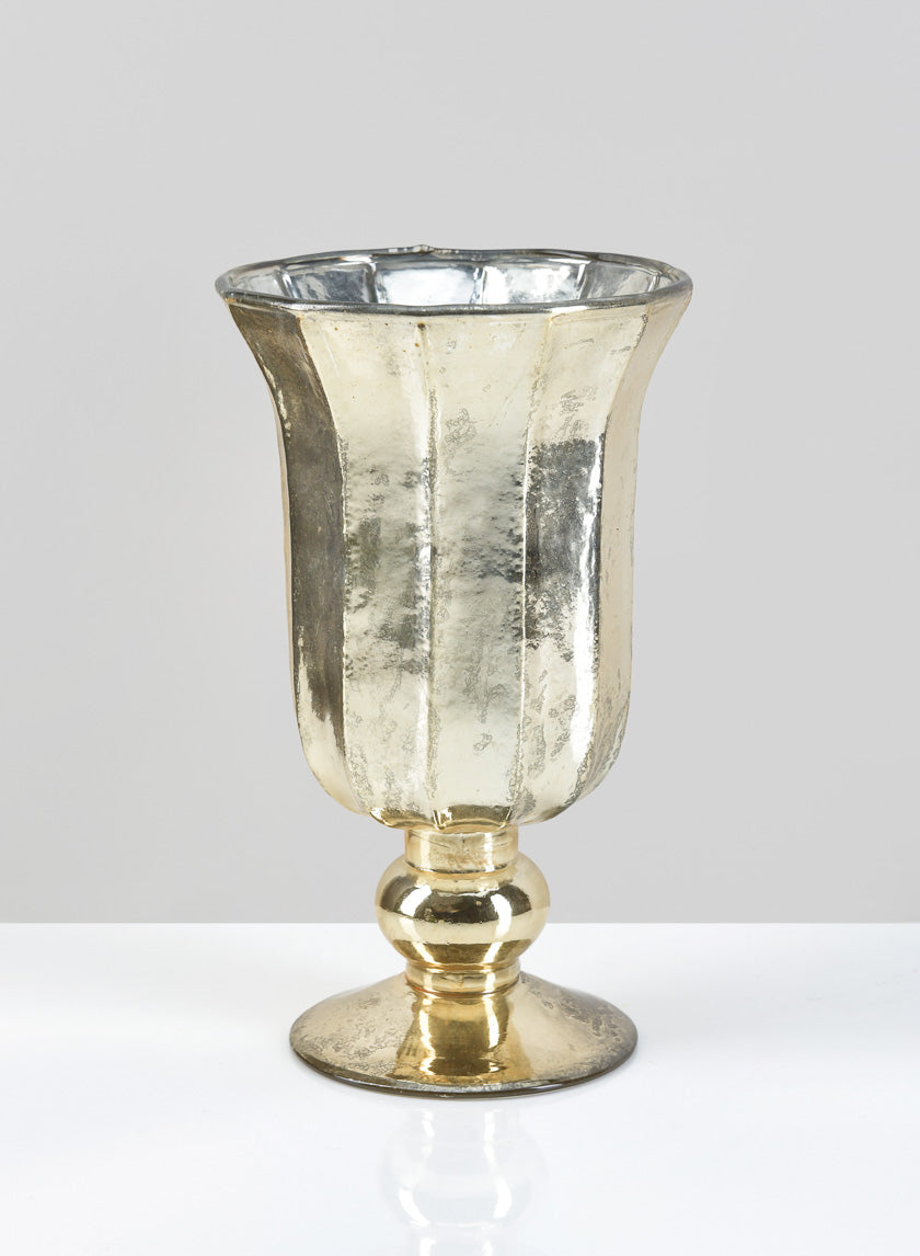 8in Tall Provence Antique Gold Glass Urn Decor Jamaligarden