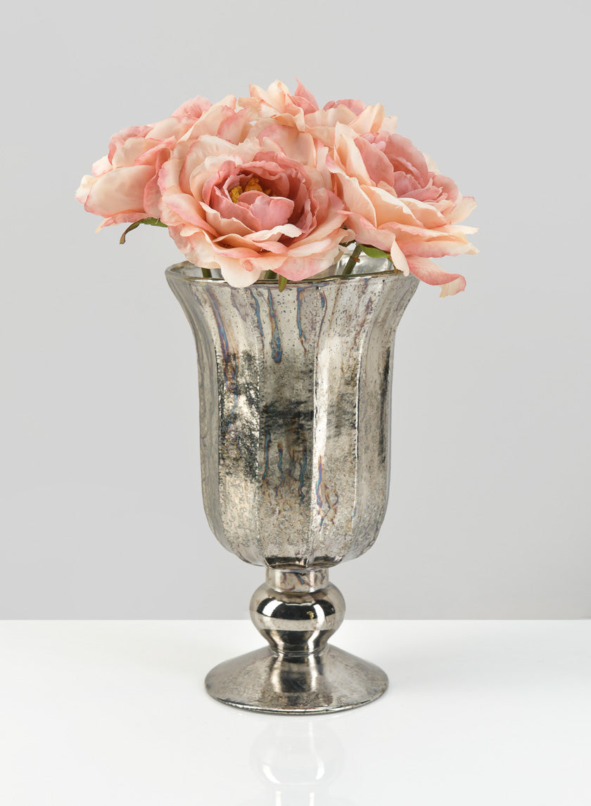 8.5in Tall Provence Platinum Glass Urn Decor Jamaligarden