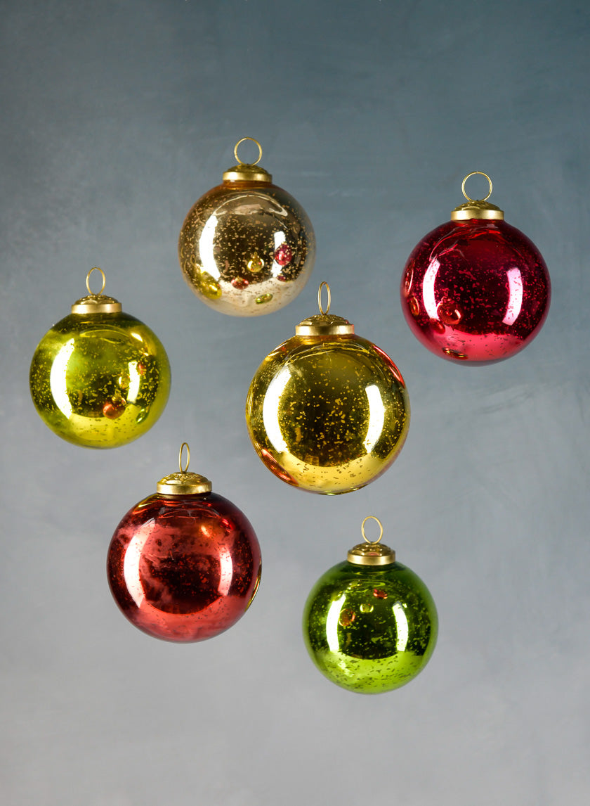 3in Round Red, Green & Gold Ornament Balls with Gold Hook Decor Jamaligarden