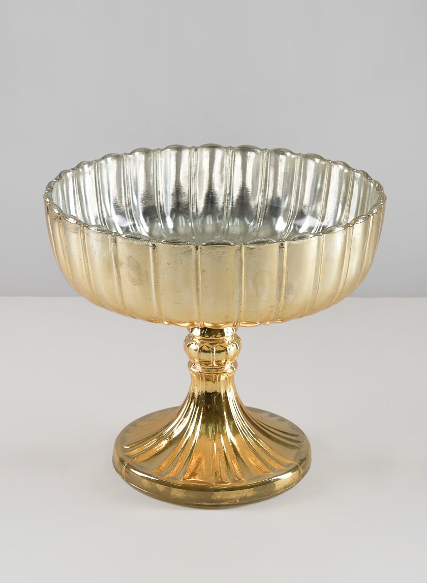 8in Tall Mumtaz Gold Dish Glass Urn Decor Jamaligarden