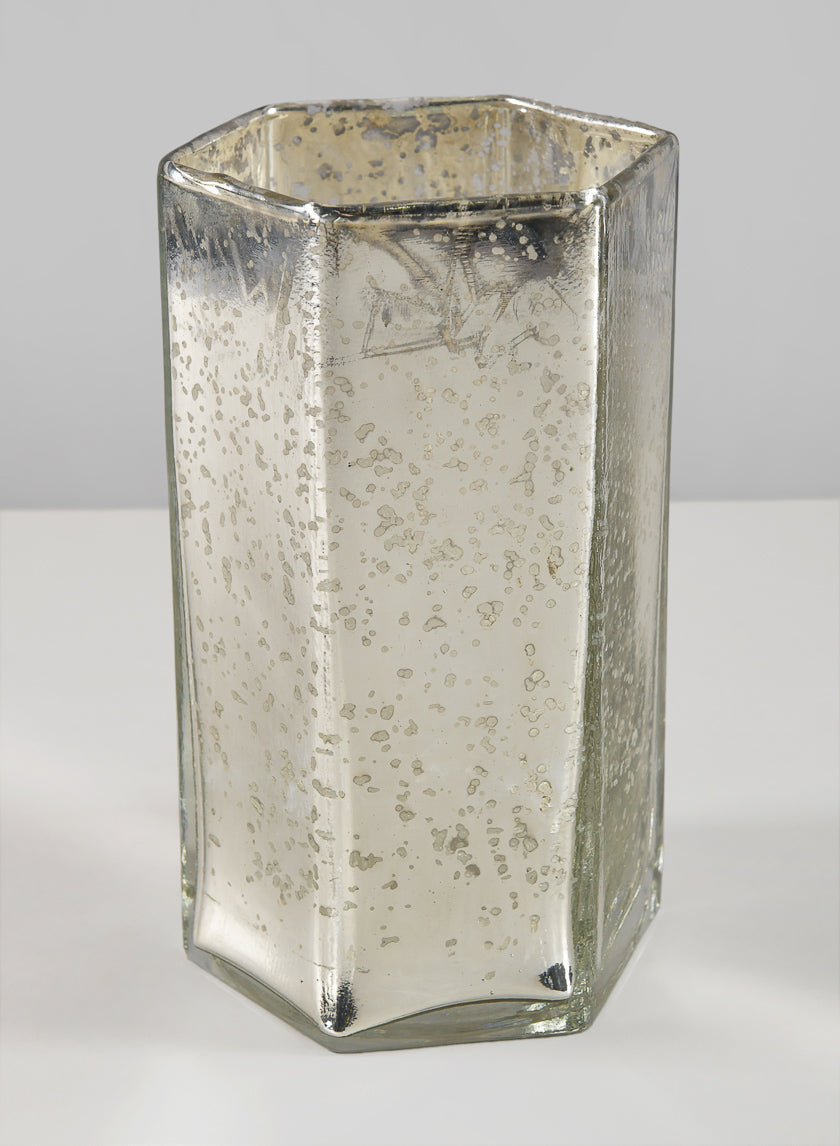 6in Tall Nomad Antique Silver Glass Vase Decor Jamaligarden