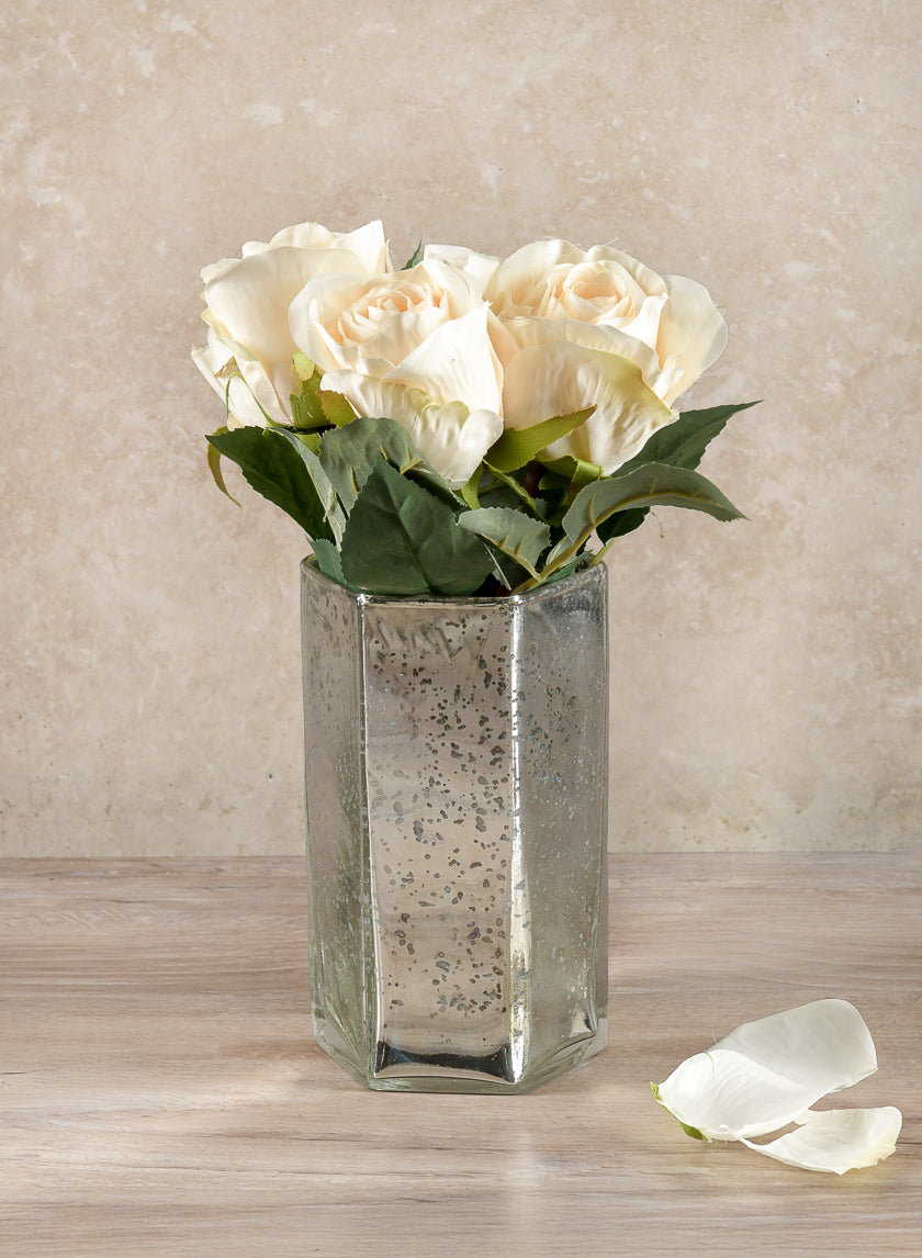 6in Tall Nomad Antique Silver Glass Vase Decor Jamaligarden